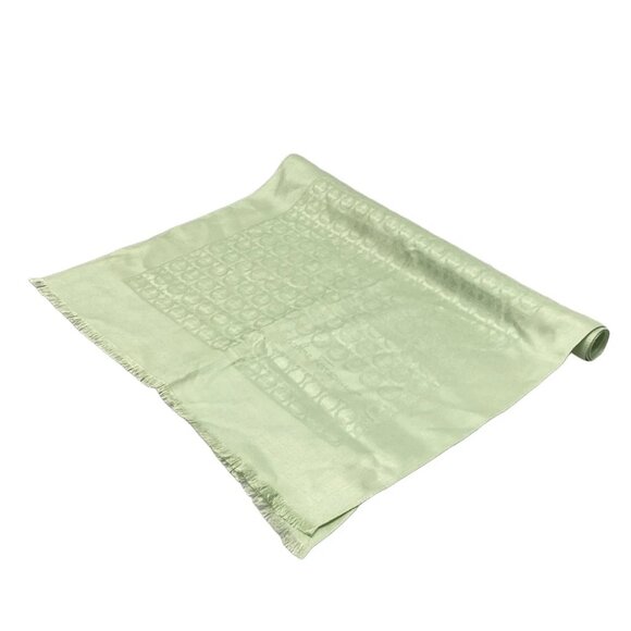 Auth Salvatore Ferragamo - Light Green Silk Wool Scarf - Picture 1 of 3